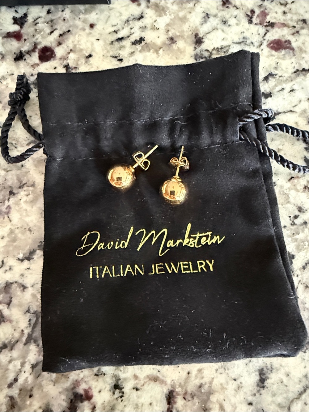 New David Markstein goldtone bead stud earrings
